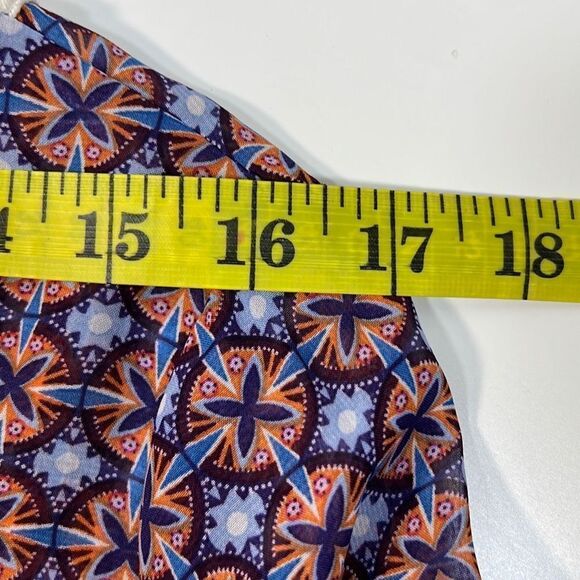 Como Vintage Womens Lace Blouse Bell Sleeve Keyhole Sheer Purple Orange Medium - Picture 9 of 10